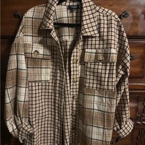 Gi Gio brown and cream plain Shacket